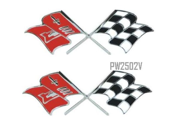 57 Chev Fender CROSS FLAG SETS (2)