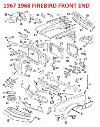 1: HELP - 67-68 Firebird Front Parts Illustration