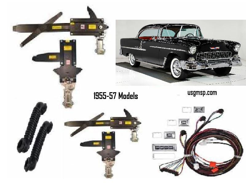 Electric Window Conversion KIT: 55-57 Chev 2 Door Coupe or Conv