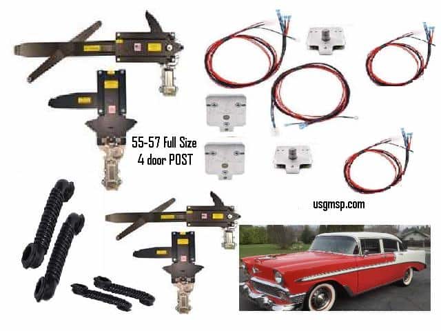 Electric Window Conversion KIT: 55-57 Chev 4 door POST Sedan