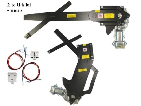 Power Window Conversion Kit: 56-57 Chev Pont 4 door PILLARLESS Sedan... w/E cranks - 4 windows