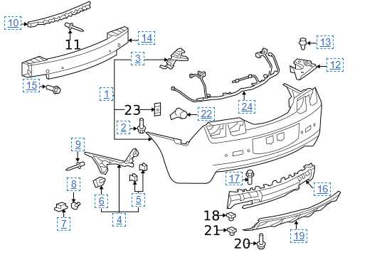 2010-16 Camaro Rear bumper component exploded View