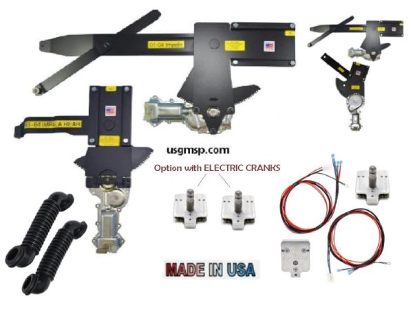 Electric Window conversion Kit: 67 Camaro Firebird  (4)  Front & Rear + w/E-Cranks