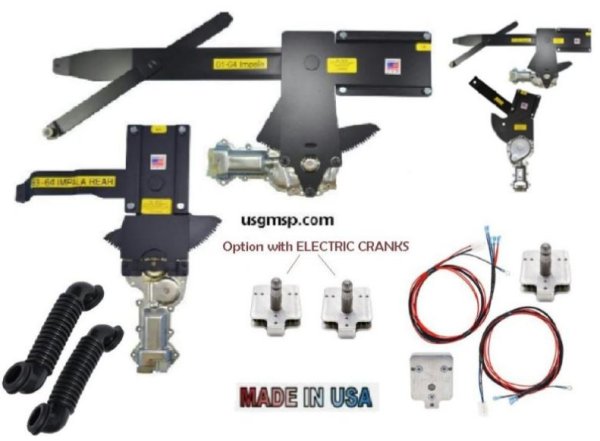 Electric Window conversion Kit: 68-69 Camaro Firebird (4) Front & Rear + w/E-Cranks +