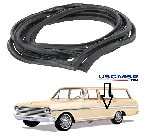 Door weatherseals: Nova/ Chevy II  REAR Wagon - 1962- 1967