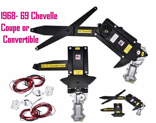 1968 & 69 Chevelle 2DR Hard-Top/Coupe or Conv Electric window conversion KIT. (4)