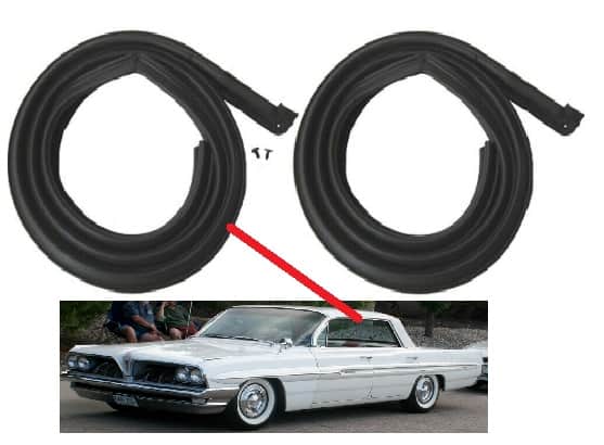 61-62 Full Size P/Less Sedan: ROOF RAIL seals (pr)