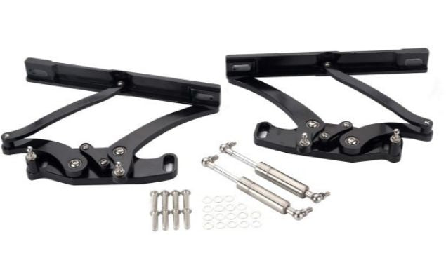 Hood Hinge Set: Billet - 65-69 F + Chevelle, Nova Imp / Paris - BLACK Aluminum