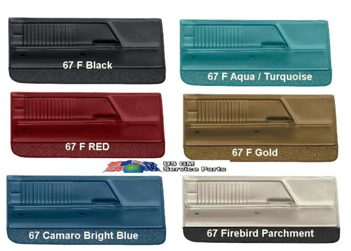 Door Trims: 67 Camaro DELUXE (pr) Choose Colour