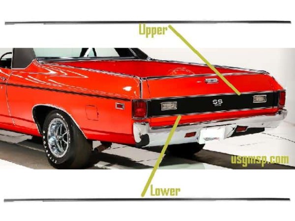 68-69 El Camino Tailgate molding Upper OR Lower (ea)
