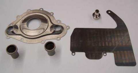 Pontiac 69-81 Water Pump plate, pipes & starter shield - Stainless Engine Parts Kit