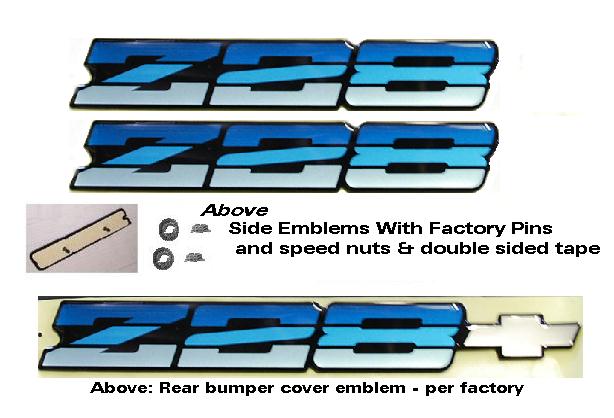 Emblem Kit: Camaro Z28 82-92 BLUE