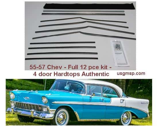 Window Felt Kit: 55-57 Chev Bel Air 4 Dr Pillarless Htp - Auth.