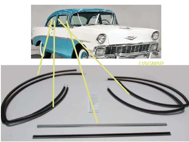 Window Felt: 55-57 Chev 2 door SEDAN Window FRAME CHANNELS