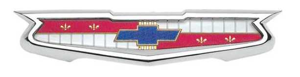56 -57 Chev Bel Air, 210 Sedan Trunk Lid Emblem Assembly - 6 cyl - (Not 8 Cylinder)