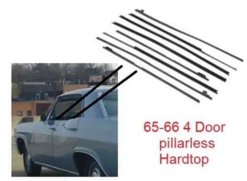 Window Felt Kit: 65-66 - 4 Door Pillarless - Repro