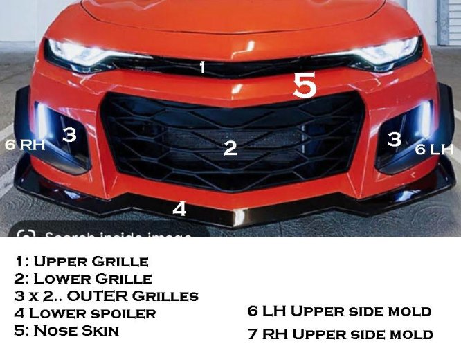 2018-20 Camaro ZL1 Front parts breakup