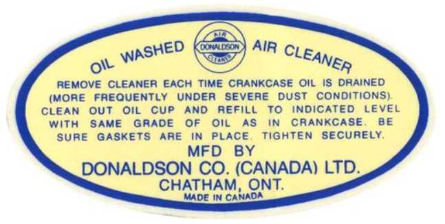 1955-57 Chev Air Cleaner Service Decal 2 bbl - Canadian / Australian 6 cylinder
