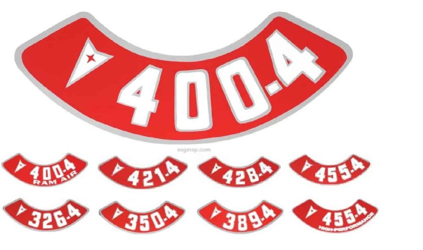Decal: Air Cleaner Pontiac 4V various
