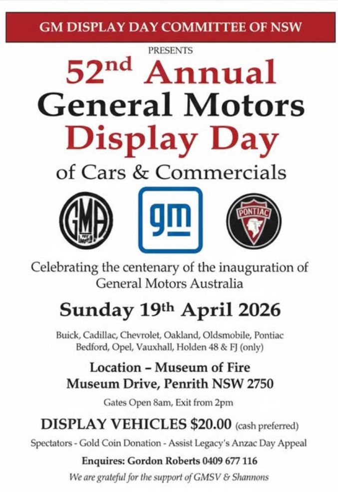 GM Day NSW 2026 - Sunday April 19th  Penrith (Western Sydney