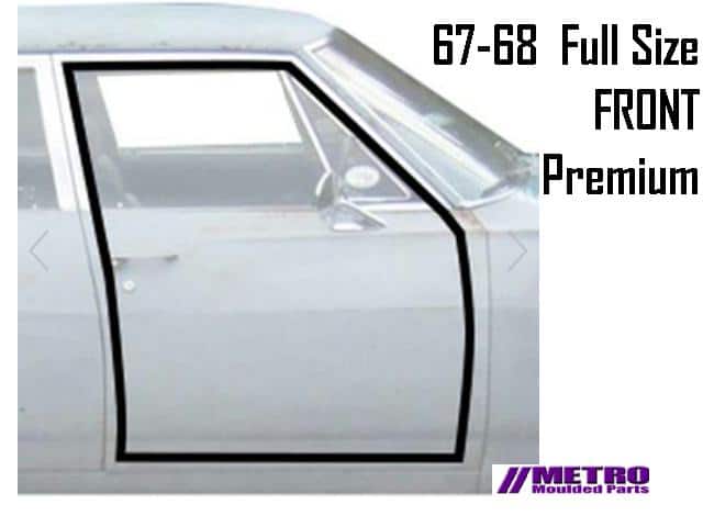 67-68 Full Size Pillared Sedan: FRONT POST DOOR Seals - Pr - PREMIUM