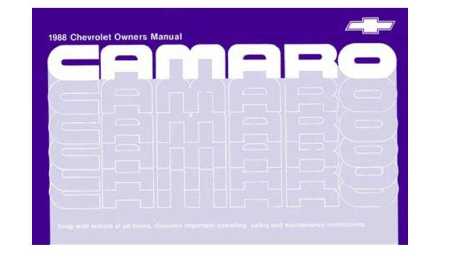 1988 Camaro Owners Manual