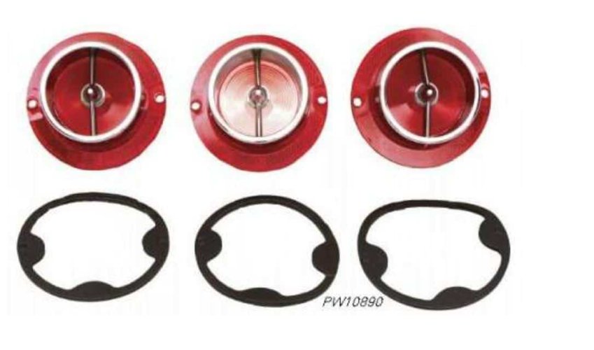 63 Chev TAIL LAMP LENS 3 PCS W/TRIM