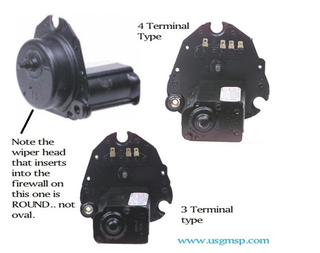 Wiper Motor: 64-67F & A body - 2 speed