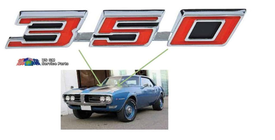 Emblem: "350" - 68-69 Firebird HOOD (pair)