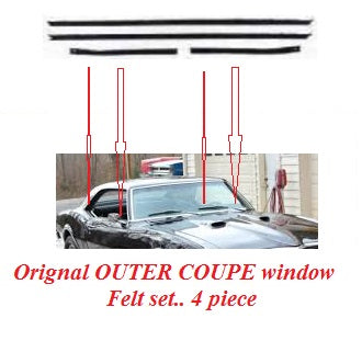 Window Felt Kit: 68-69 Camaro / Firebird COUPE Outer Authentic (4 Pce)