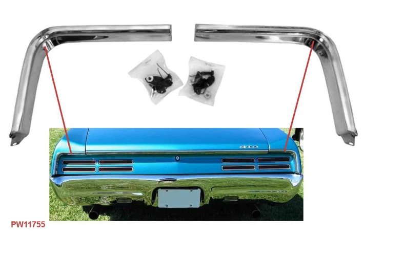 67 GTO: Trunk Mold Extensions: (pr)