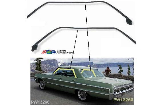 63-64 Full Size P/Less Sedan: Roof Rail Weatherseals - (Pr)