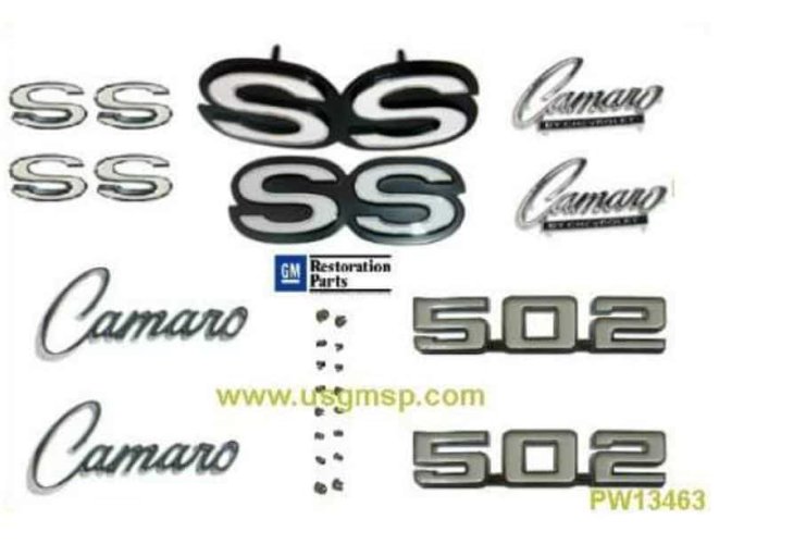 1969 Camaro Emblem Kit:Super Sports 502 Without RS