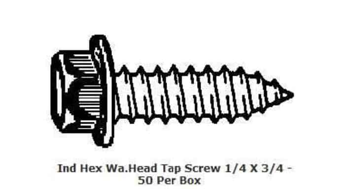 Bolt Kit: 50 x 3/8 head  1/4w X 3/4 long Self tappers