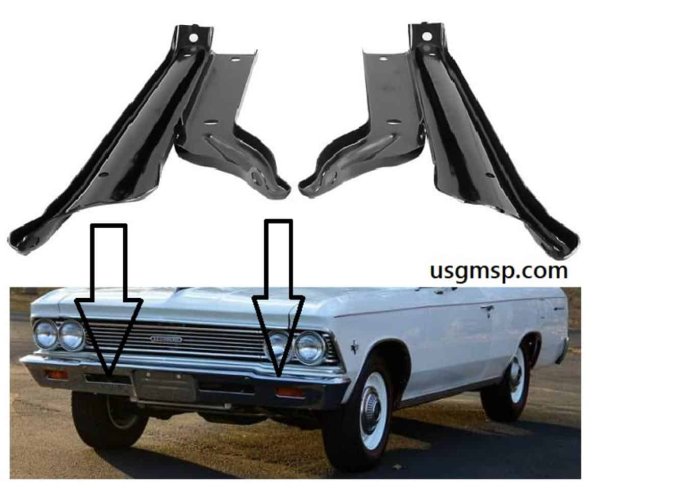 Bumper Bracket Set: 66 Chevelle / El Camino (Front)