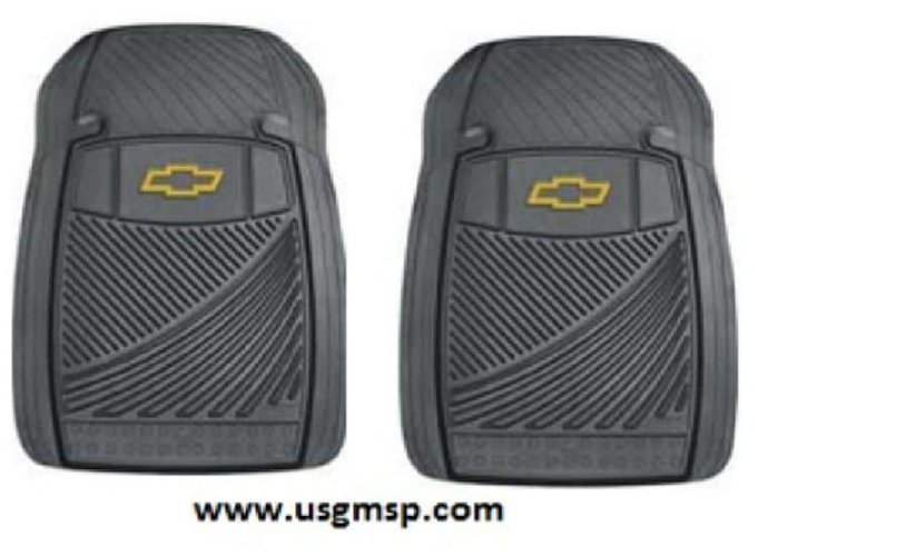 Mat Set: Chevy Bow Tie.. Rubber black / Gold
