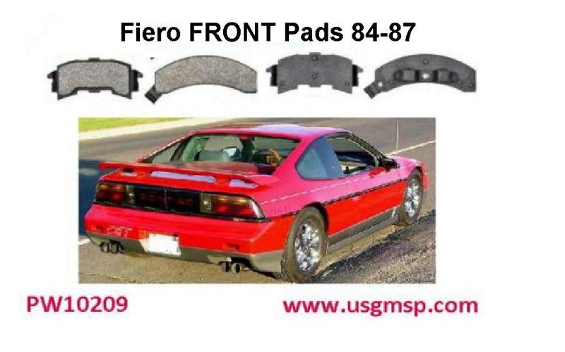 Disc Pads: Fiero Front - 84-87