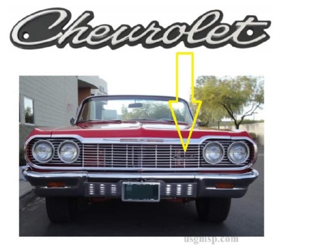 64 Chev Impala/ Bel Air Grille Emblem Assembly