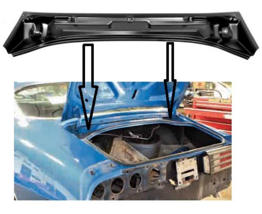 REAR Deck Lid inner filler panel: 1970-81F