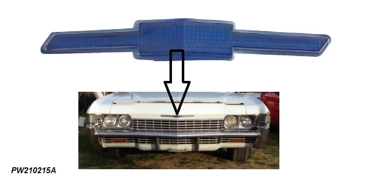 68 Chev IMPALA front header emblem insert (USA MADE)