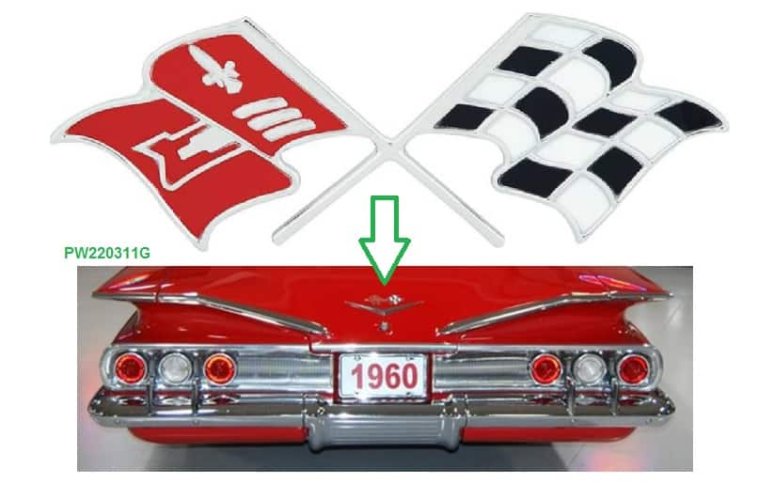 60 Chev Boot lid Cross Flags (USA Made)