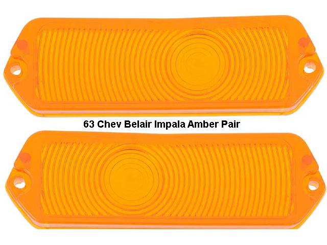63 Chev Belair / Impala Front Park Lens (pr) - AMBER