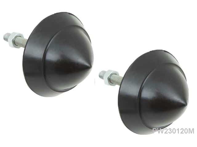 Bumper Bullets: 57 Chev Front Pair - Black Rubber