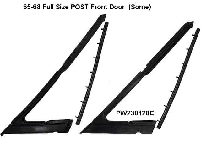 VENT window seal kit: 65-68 B - Full Size PILLARLESS  SEDANS