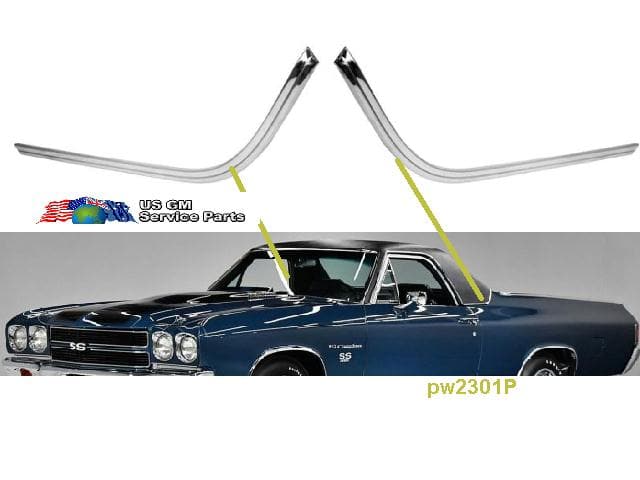 El Camino: 68-72 Vinyl Roof Division Molding Set W/ Clips