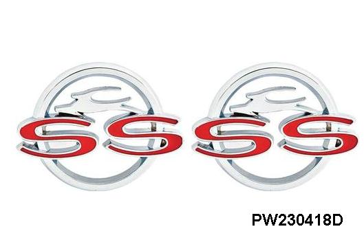 62 Chev Impala 1/4 panel Round Impala SS emblems (pr)