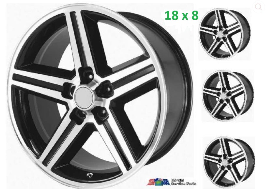 Wheel Set: Camaro Z28 / Iroc Z - 18x8 (4) - Machined / Black