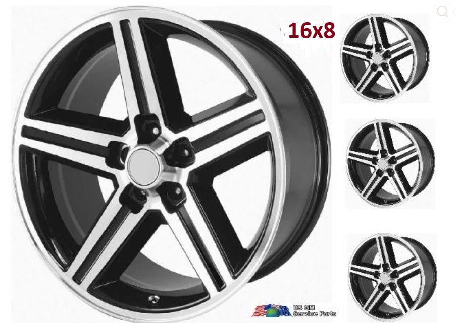 Wheel Set: Camaro Z28 / Iroc Z - 16x8  (4) - Machined / Black