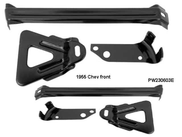 55 Chev Belair FRONT bumper bracket Set (6)