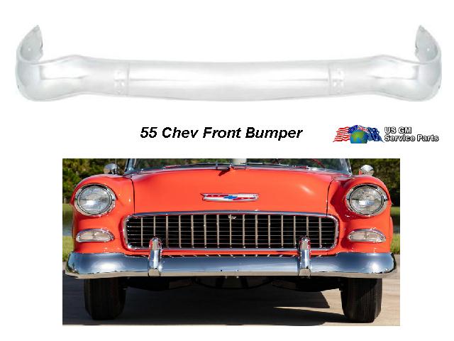 55 Chevrolet Bumper: Front (One Piece Type)